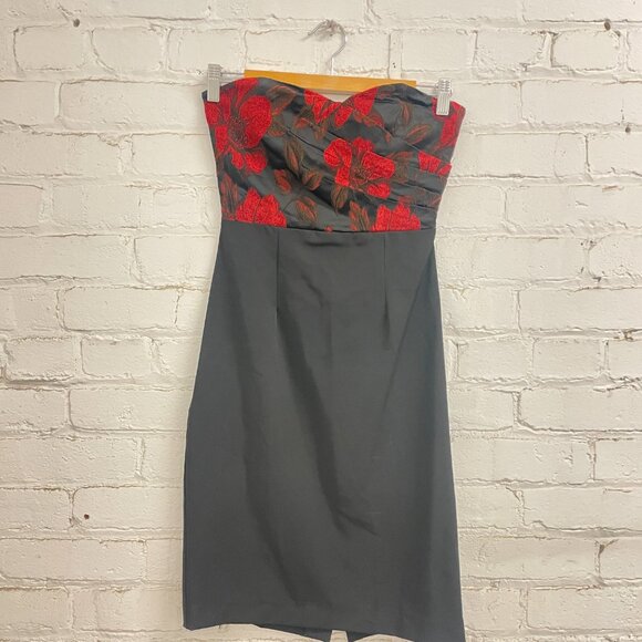 Vintage Empire waist Red Floral Rose embroidered bodice dress - Picture 1 of 7